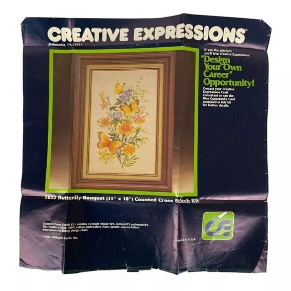 Creative Expressions Butterfly Bouquet 7832 Counted Cross Stitch Kit STARTED - Picture 1 of 5